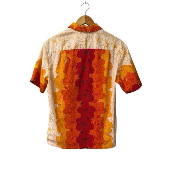 Vtg RARE Ui-Maikai Hawaiian Shirt Medium BARKCLOTH Cotton RN#26300 Floral Stain - Picture 2 of 12